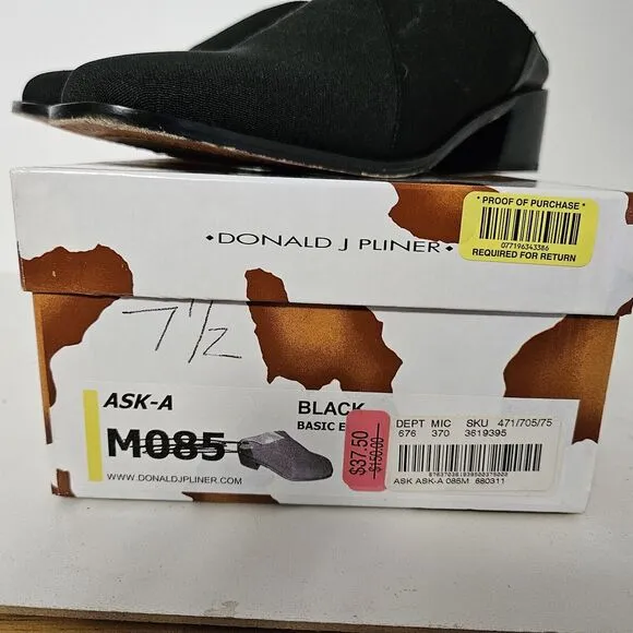 Donald J Pliner Size 7.5 Ask Matte Black‎ Mule Slide Shoes - NEW