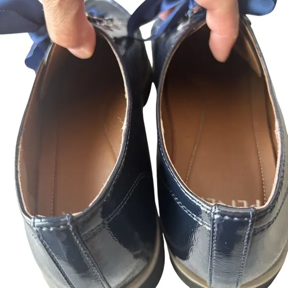 Donald Pliner Womens 9.5M Patent Leather Navy Lace-Up Loafers