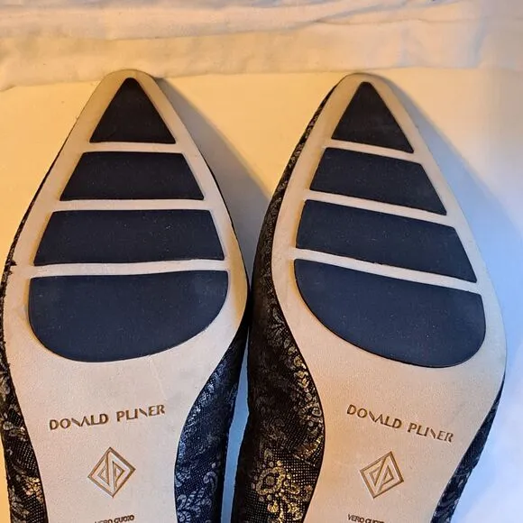 Donald Pliner Women's Pola Brocade Slip-On Metallic High Heels Size 7.5M New!