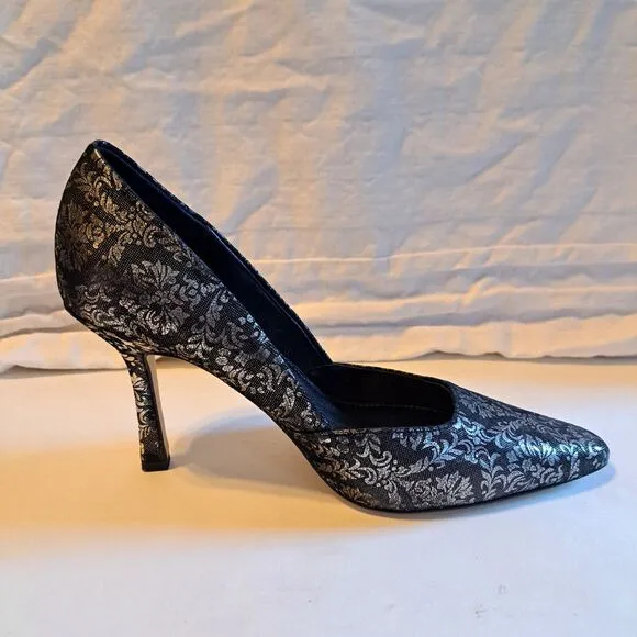 Donald Pliner Women's Pola Brocade Slip-On Metallic High Heels Size 7.5M New!