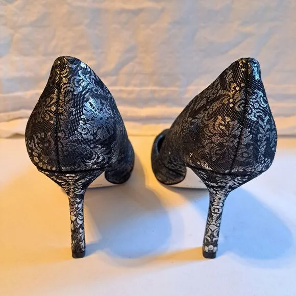 Donald Pliner Women's Pola Brocade Slip-On Metallic High Heels Size 7.5M New!