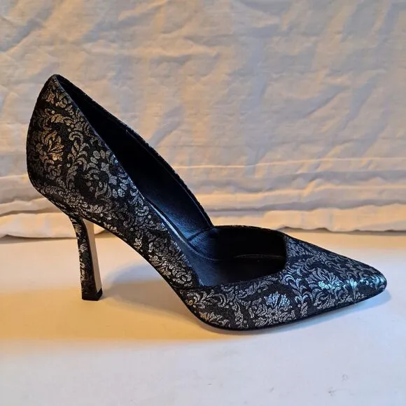Donald Pliner Women's Pola Brocade Slip-On Metallic High Heels Size 7.5M New!