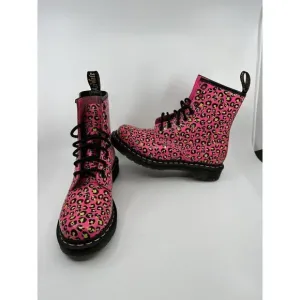 Dr Martens Boots Women's Size 8 Pink 1460 Leopard Smooth Leather Animal Print