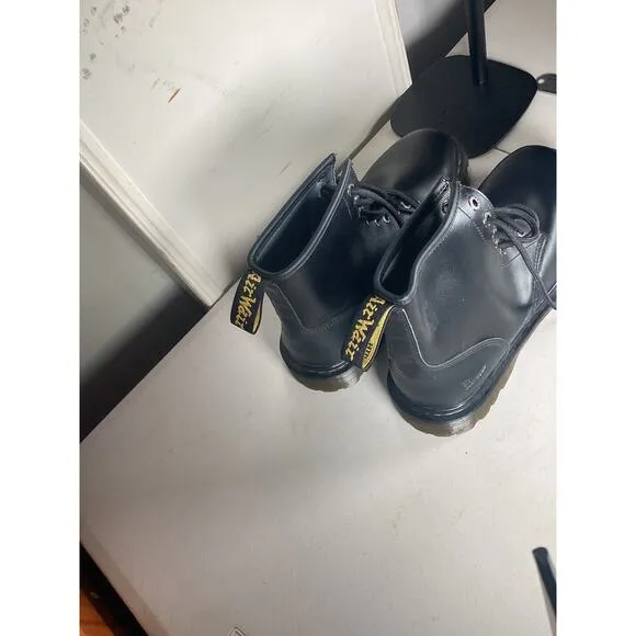 Dr. Martens Men's LEATHER 8 Eye Combat Boots BLACK Shoes Size 11