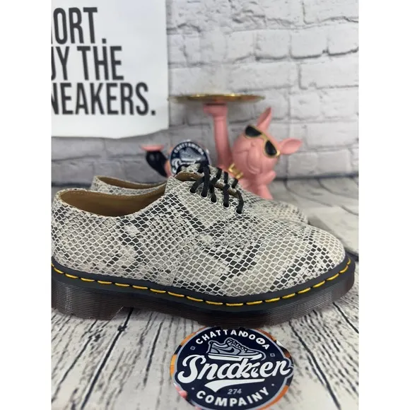 Dr Martens Oxford Shoes Womens SZ 5 Python White Snake Suede Leather 2046 NEW
