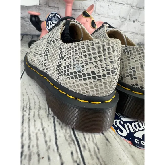 Dr Martens Oxford Shoes Womens SZ 5 Python White Snake Suede Leather 2046 NEW