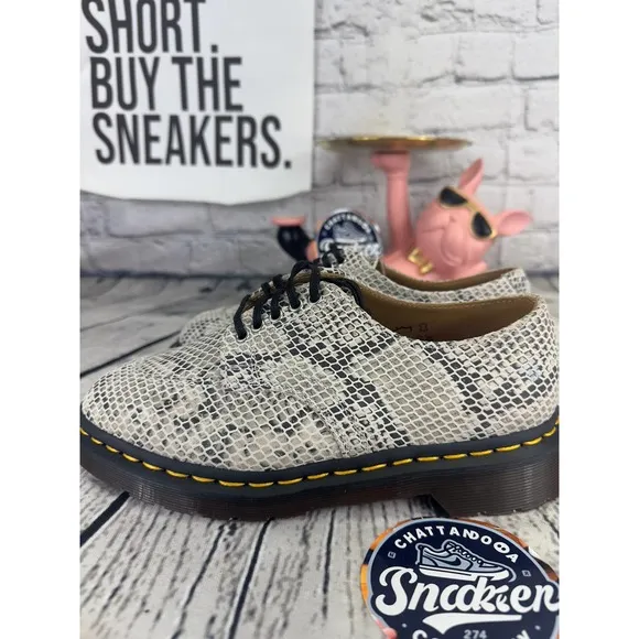 Dr Martens Oxford Shoes Womens SZ 5 Python White Snake Suede Leather 2046 NEW