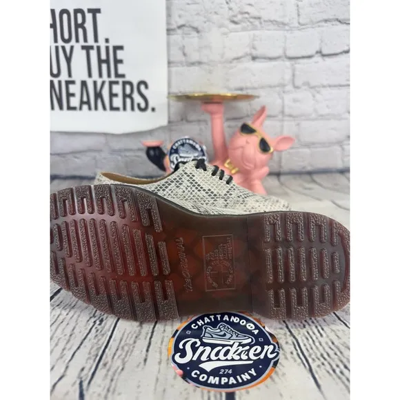 Dr Martens Oxford Shoes Womens SZ 5 Python White Snake Suede Leather 2046 NEW