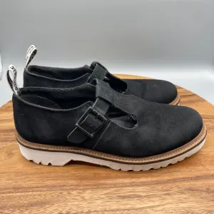 Dr. Martens Polley 2 Shoes Womens Size 9 Black Suede Lug T Bar Buckle Mary Jane