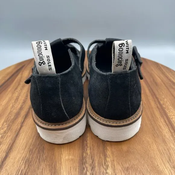Dr. Martens Polley 2 Shoes Womens Size 9 Black Suede Lug T Bar Buckle Mary Jane