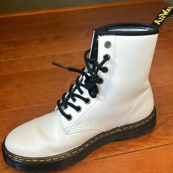 Dr. Martens Women's Zavala White Leather Combat Boots - Size 7