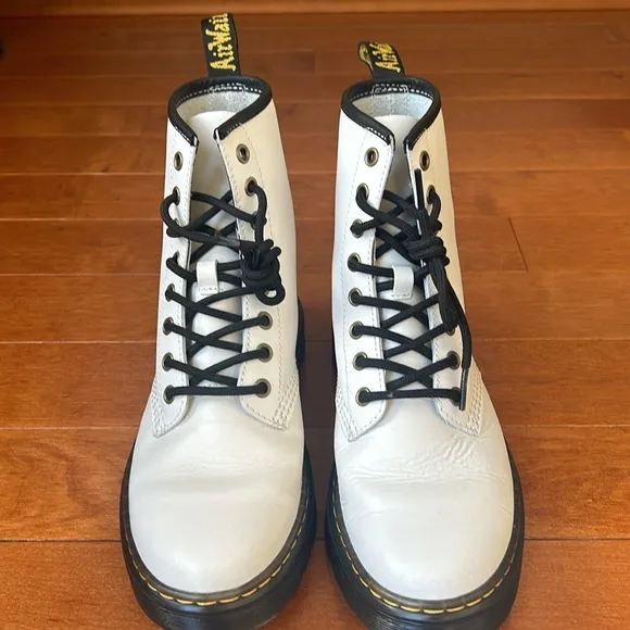 Dr. Martens Women's Zavala White Leather Combat Boots - Size 7