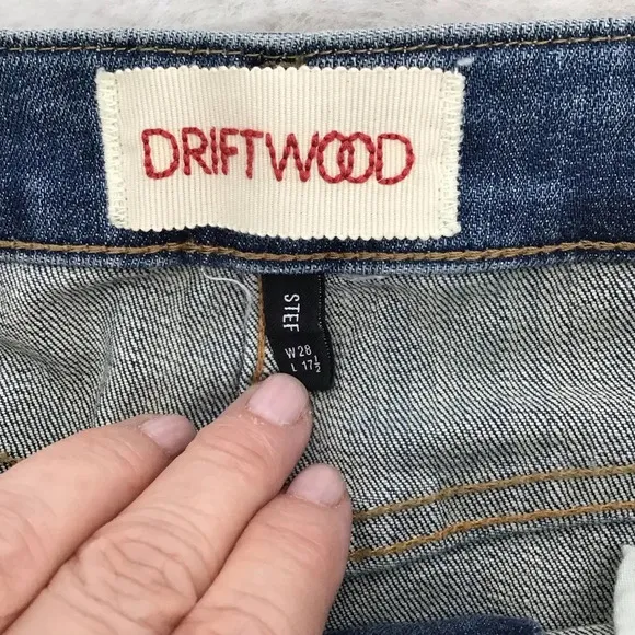 Driftwood Stef Frayed Hem Studded Denim Mini Skirt Button-Up Blue NWT Size 28