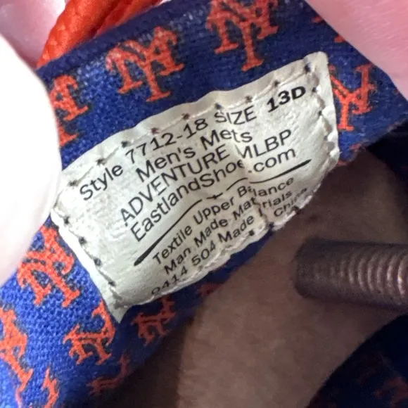 EASTLAND New York Mets Blue &amp; Orange Canvas Boat Shoes Size 13 Mens MLB Baseball