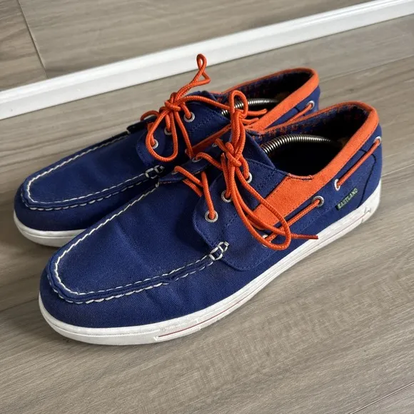 EASTLAND New York Mets Blue &amp; Orange Canvas Boat Shoes Size 13 Mens MLB Baseball