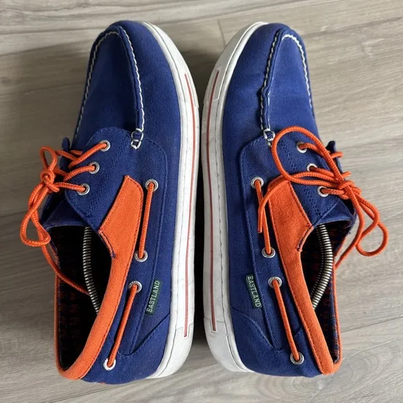EASTLAND New York Mets Blue &amp; Orange Canvas Boat Shoes Size 13 Mens MLB Baseball