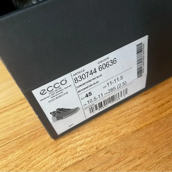 ecco biom 2.0 mens sneakers shoes concrete blue size 45 eu 11-11.5 us
