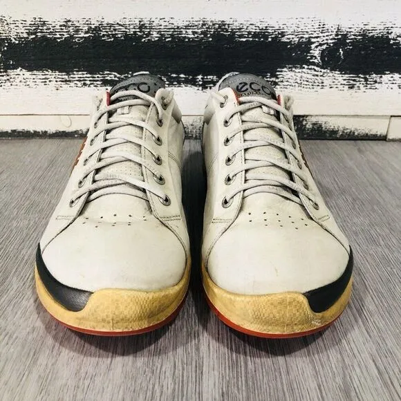 Ecco BIOM Hybrid 2 Yak Leather Men’s Sz 9 43 SpikeLess Cream Golf Shoes Sneakers