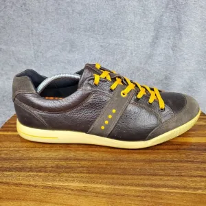 Ecco Golf Shoes Men's 11 45 Brown Leather Lace Up Spikeless Athletic Sneakers