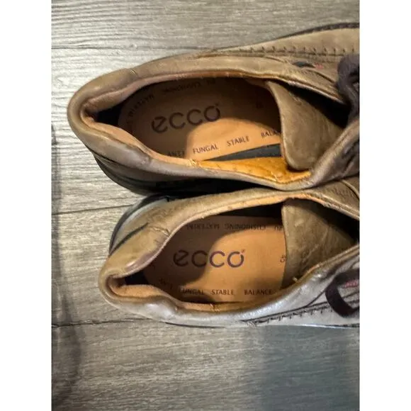 Ecco Mens Fusion Lace Up Brown Leather Shoes Size EU 45/ US 11-11.5