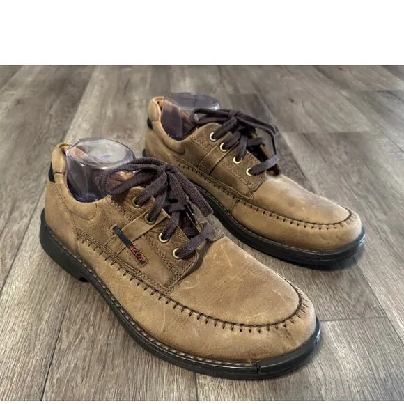 Ecco Mens Fusion Lace Up Brown Leather Shoes Size EU 45/ US 11-11.5