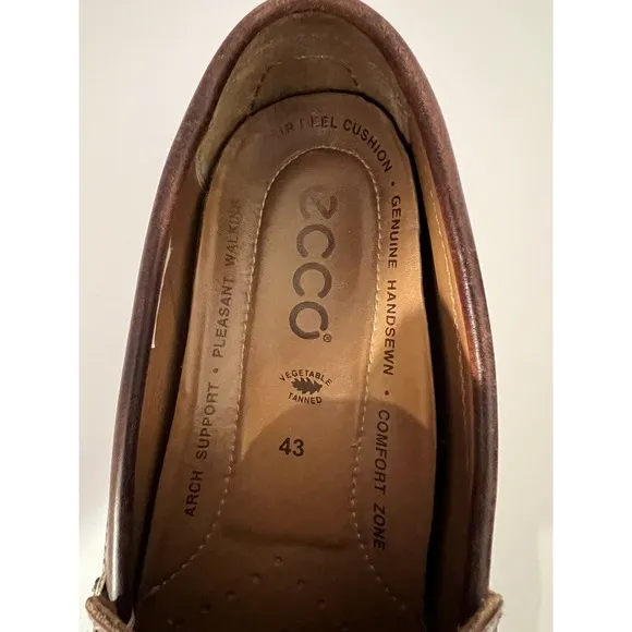 Ecco Men's Size 43 EU Brown Leather Driving Loafers Slip On 590 Shoes