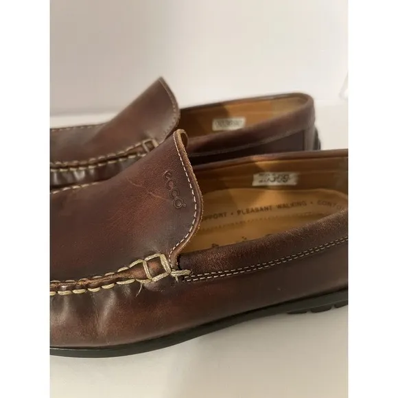 Ecco Men's Size 43 EU Brown Leather Driving Loafers Slip On 590 Shoes