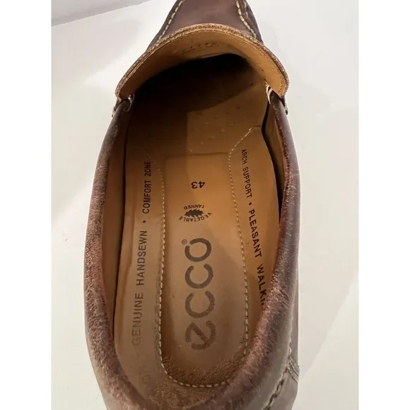 Ecco Men's Size 43 EU Brown Leather Driving Loafers Slip On 590 Shoes