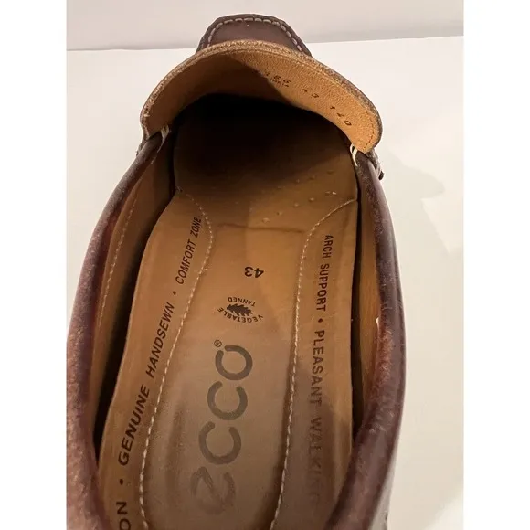 Ecco Men's Size 43 EU Brown Leather Driving Loafers Slip On 590 Shoes