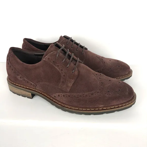 ECCO Vitrus I Wingtip Oxford Burgundy Suede Shoes EU 43 Size 9-9.5 US Excellent