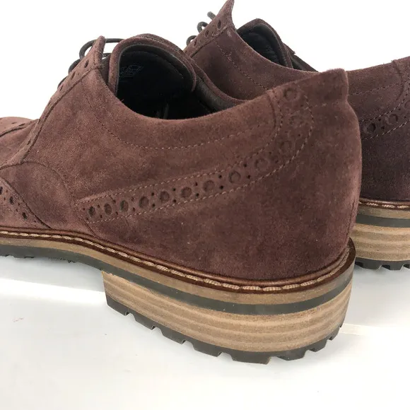 ECCO Vitrus I Wingtip Oxford Burgundy Suede Shoes EU 43 Size 9-9.5 US Excellent