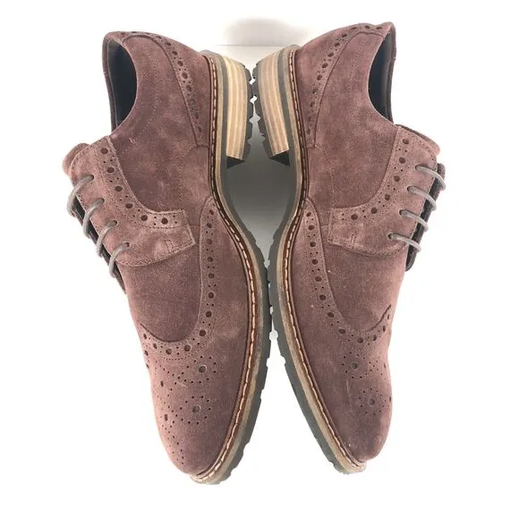ECCO Vitrus I Wingtip Oxford Burgundy Suede Shoes EU 43 Size 9-9.5 US Excellent