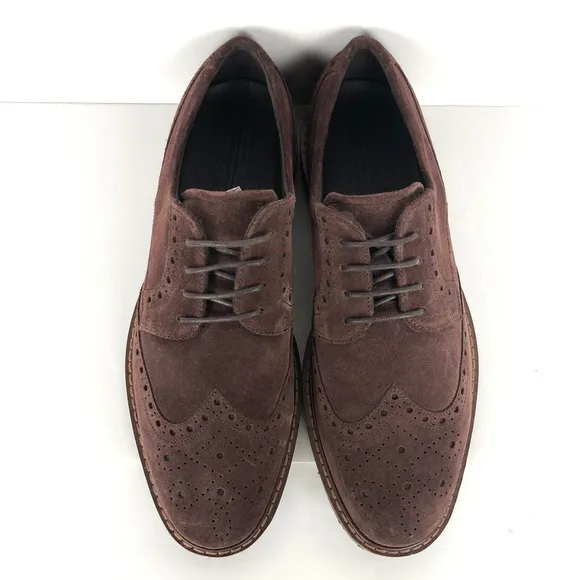 ECCO Vitrus I Wingtip Oxford Burgundy Suede Shoes EU 43 Size 9-9.5 US Excellent