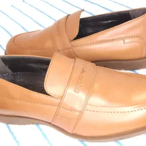 Emporio Armani Mens Shoes Tan Leather New In Box w/Dust Bag Size 41 US Size 8