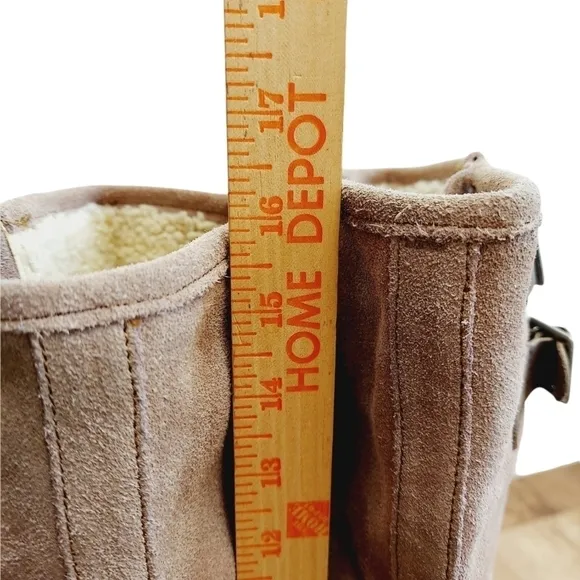 EMU Women’s Toowoobah Tall Winter Boots Tan Suede Sheepskin Fur Lining Size 8