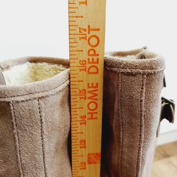 EMU Women’s Toowoobah Tall Winter Boots Tan Suede Sheepskin Fur Lining Size 8