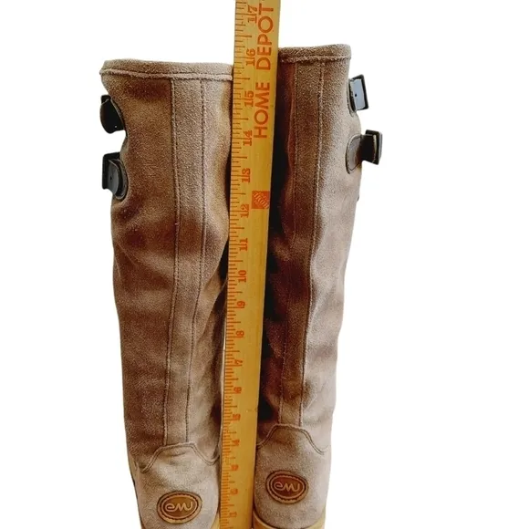 EMU Women’s Toowoobah Tall Winter Boots Tan Suede Sheepskin Fur Lining Size 8