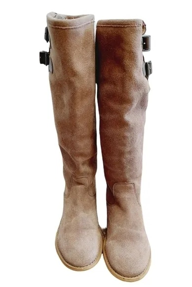 EMU Women’s Toowoobah Tall Winter Boots Tan Suede Sheepskin Fur Lining Size 8