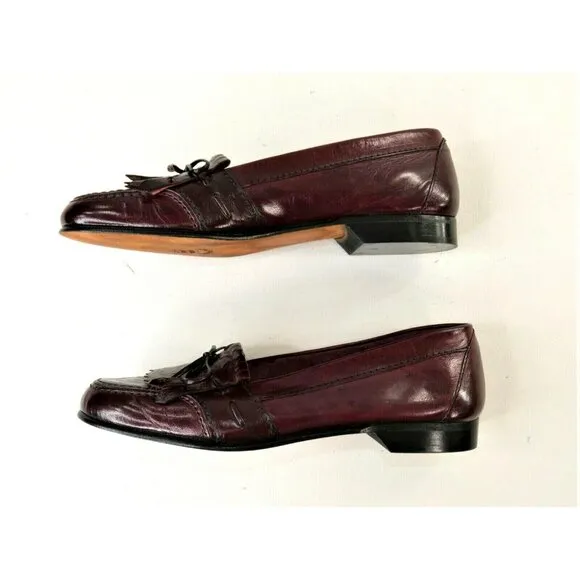 Ennesi Cordovan Brown Leather Kiltie Tassel Loafers Slip On Shoes Mens Size 8.5