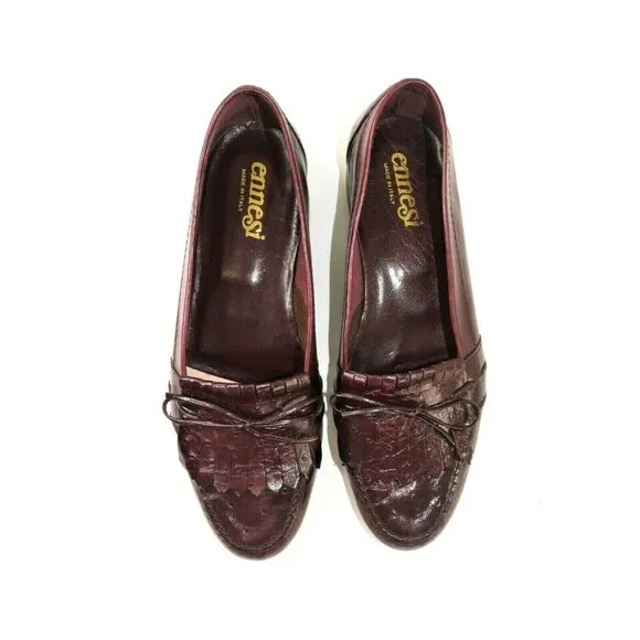 Ennesi Cordovan Brown Leather Kiltie Tassel Loafers Slip On Shoes Mens Size 8.5