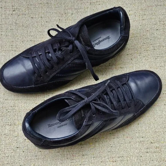 Ermenegildo Zegna Men Sneaker navy Blue Leather/Suede Upper Shoes Italy 9.5US