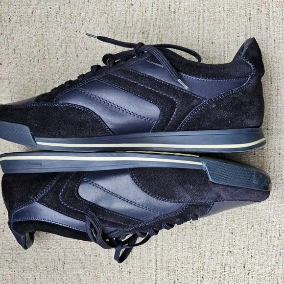 Ermenegildo Zegna Men Sneaker navy Blue Leather/Suede Upper Shoes Italy 9.5US