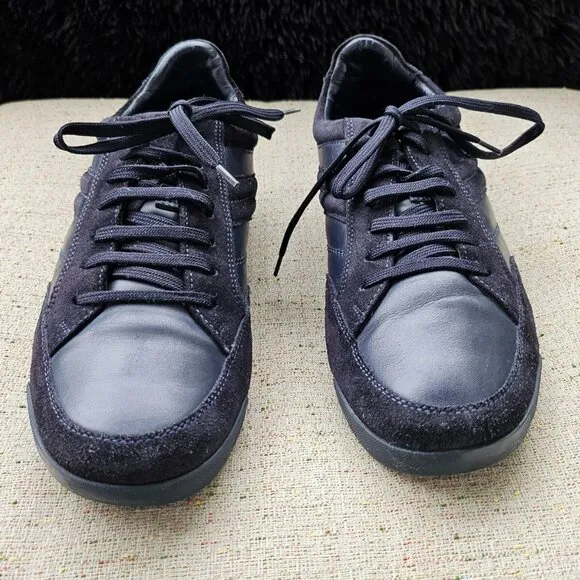 Ermenegildo Zegna Men Sneaker navy Blue Leather/Suede Upper Shoes Italy 9.5US