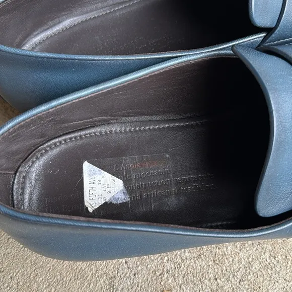 Ermenegildo Zegna mens 10 blue L’Asola reverse construction leather loafer shoes