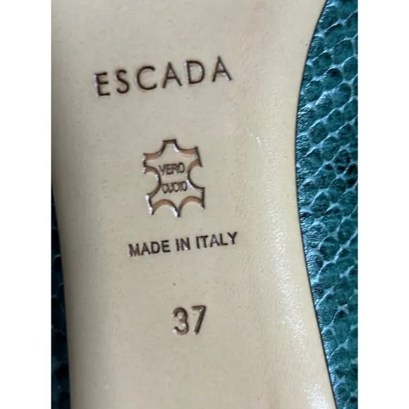 Escada Women's Green Alligator Pointed Toe Pump Size 37 Dressy Heeled Shoes NWOT