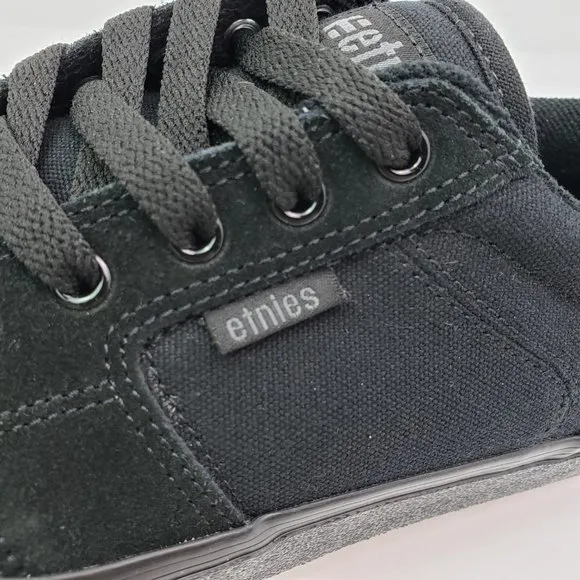 Etnies Barge LS Mens Sz 6.5 Womens Sz 8 Black Suede Lace Up Skate Sneaker Shoes