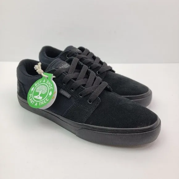 Etnies Barge LS Mens Sz 6.5 Womens Sz 8 Black Suede Lace Up Skate Sneaker Shoes