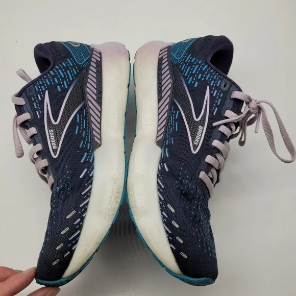 EUC Brooks Glycerin GTS 20 Womens 7.5 W Wide Peacoat Lilac Running Shoes blue