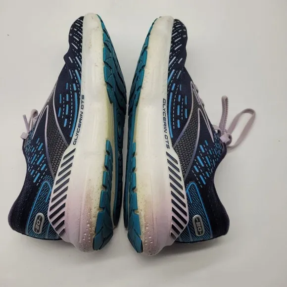 EUC Brooks Glycerin GTS 20 Womens 7.5 W Wide Peacoat Lilac Running Shoes blue