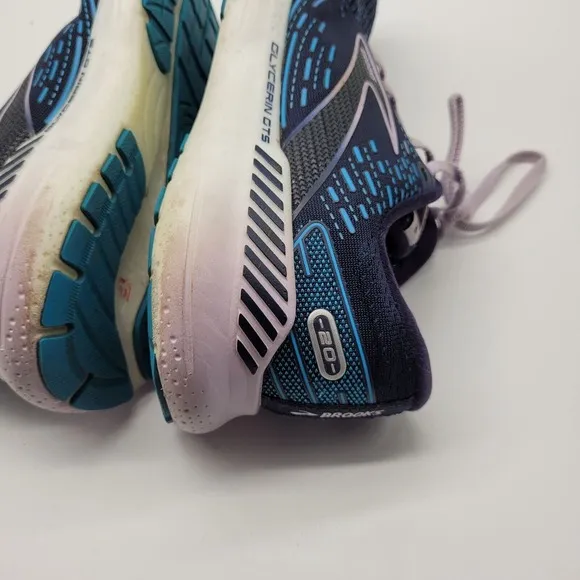 EUC Brooks Glycerin GTS 20 Womens 7.5 W Wide Peacoat Lilac Running Shoes blue